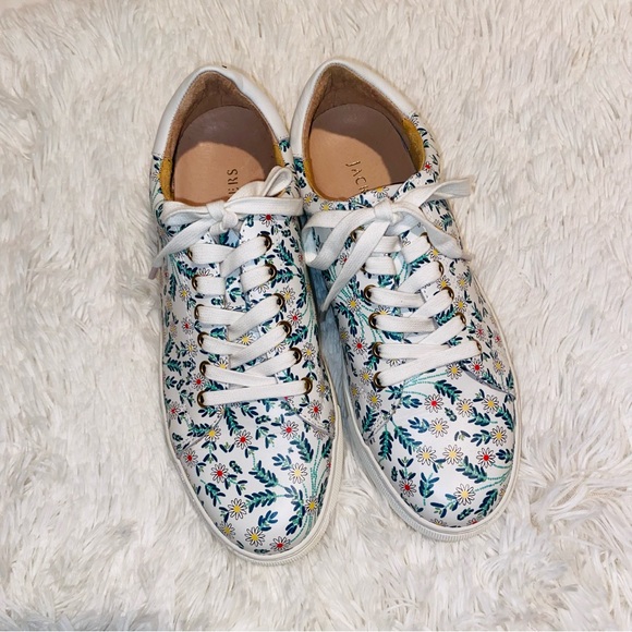 Jack Rogers Womens White Floral Rory Daisy Lace-Up Sneakers Size 8 - Picture 4 of 8